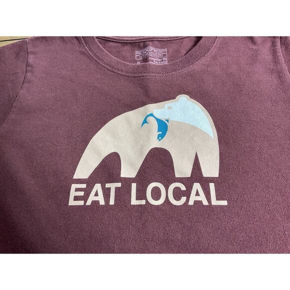 Patagonia Womens Size Small Maroon “Eat Local” Regular Fit T-Shirt - Picture 2 of 6